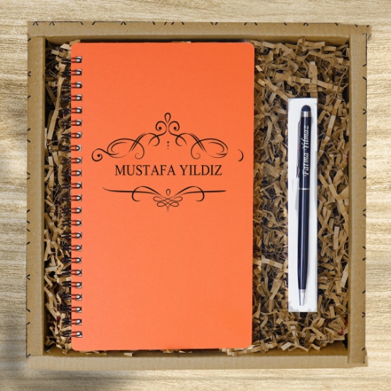 Kişiye Özel Pastel Renkli Ahşap Defter Kalem Seti 6 resmi