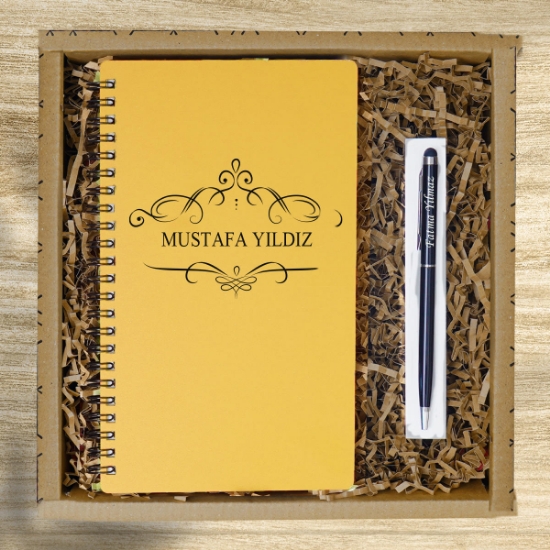 Kişiye Özel Pastel Renkli Ahşap Defter Kalem Seti 6 resmi