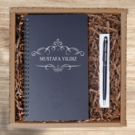 Kişiye Özel Pastel Renkli Ahşap Defter Kalem Seti 6 resmi