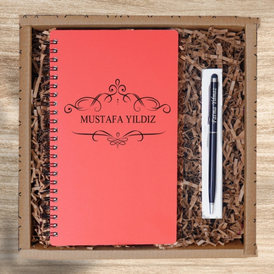 Kişiye Özel Pastel Renkli Ahşap Defter Kalem Seti 6 resmi