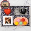 I Love You Temalı Ahşap Kutu & Sunumlu Kahve Fincanı, Renkli Mum, Işıklı Kalp, Kişiye Özel Fotoğraf Çerçevesi resmi