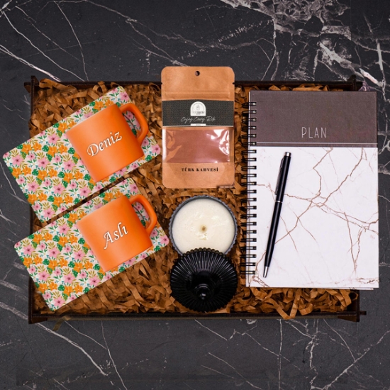 Defter, Kahve Fincanı, Kahve, Mum Özel Hediye Seti resmi
