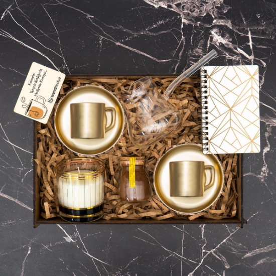 Premium Hediye Seti & Defter, Cam Cezve , Kahve, Mum ,Magnet, Kahve Fincanı  Seti resmi