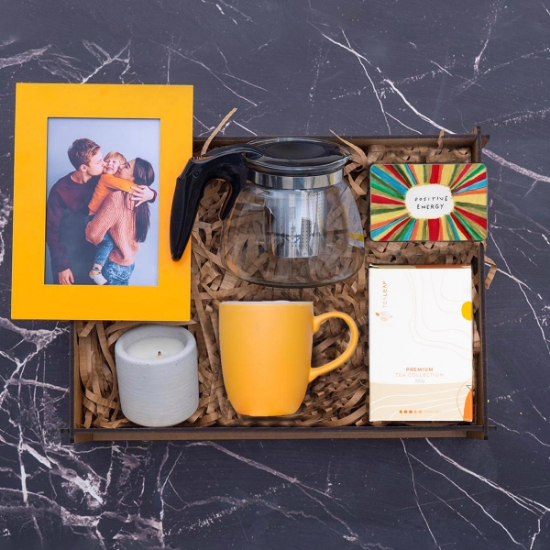 Fotoğraf Çerçevesi, Bitki Çayı, Kupa, Mum, Teapod  Hediye Kutusu resmi