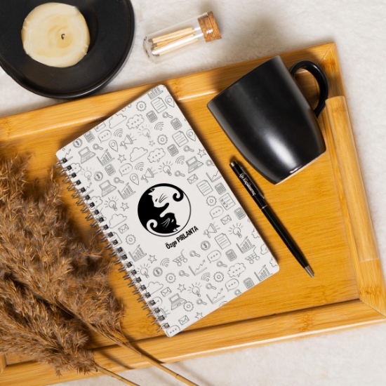 Yin Yang Kediler Defter - Renkli Kupa - Kalem Hediye Seti resmi