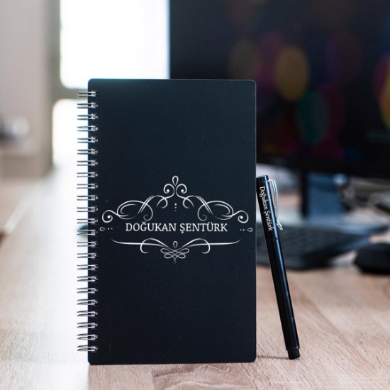 Kişiye Özel Pastel Renkli Ahşap Defter Kalem Seti 2 resmi