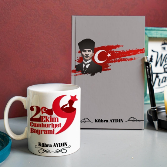 29 Ekim Cumhuriyet Bayramı Kupa, Defter, Kalem Hediye Set resmi