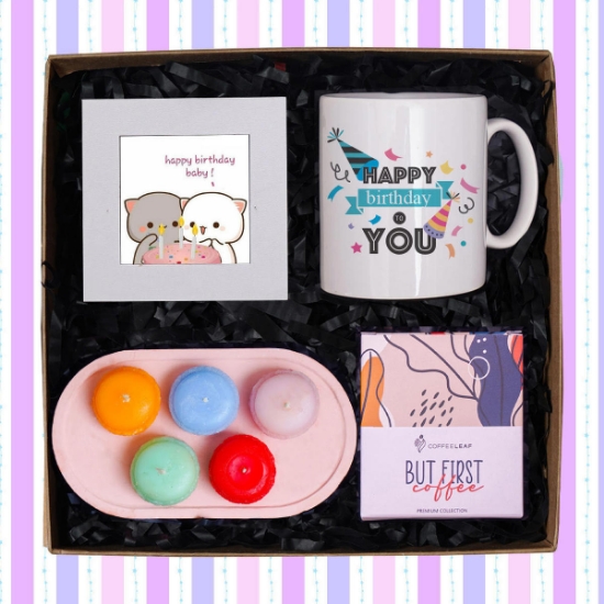 Kupa, Çerçeve, Kahve, Mum Doğum Günü Hediye Kutusu resmi