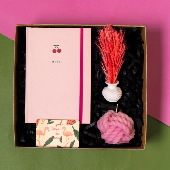 Defter, Mum, Çiçek Hediye Kutusu resmi
