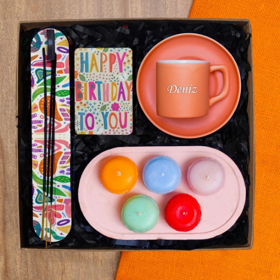 Doğum Günü Hediye Seti & Kişiye Özel Fincan, Mum, Tütsü Seti , Magnet resmi