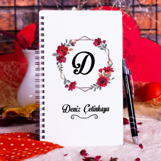Kişiye Özel Ahşap Kapaklı Defter  & Kalem Hediye Seti resmi