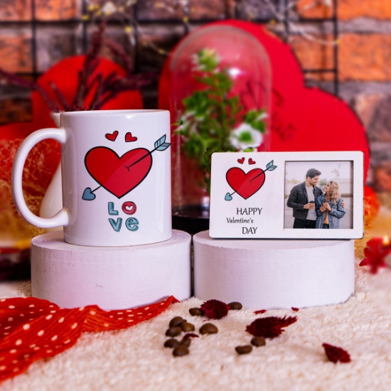 Kişiye Özel Sevgililer Günü Çerçeve, Kupa Hediye Set resmi