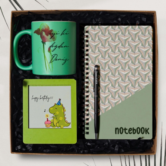 Doğum Günü Özel Kupa, Defter, Kalem, Çerçeve Hediye Seti resmi