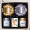 Altın & Gümüş Renk Fincan Seti, Kahve, Cam Mum, Tütsü Hediye Kutusu resmi