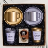  Altın & Gümüş Renk Fincan Seti, Kahve, Cam Mum, Tütsü Hediye Kutusu resmi