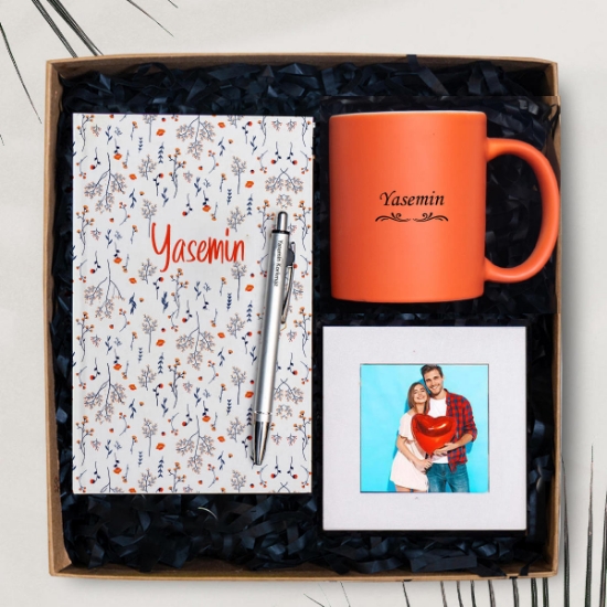Kişiye Özel Defter, Kalem, Kupa Bardak, Çerçeve Hediye Seti resmi