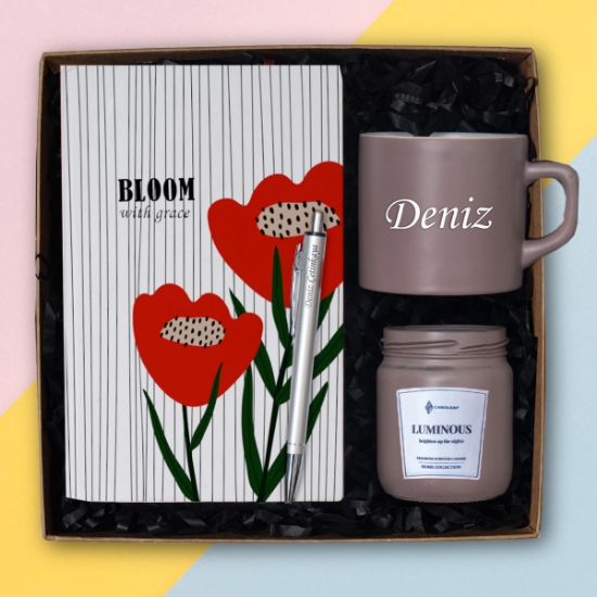 Kişiye Özel  Nescafe Fincanı, Tükenmez Kalem- Cam Mum, Defter resmi