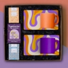 2 Adet Ahşap Tabaklı Turuncu - Mor Renkli Fincan Seti & Aromalı Türk Kahvesi, Magnet resmi