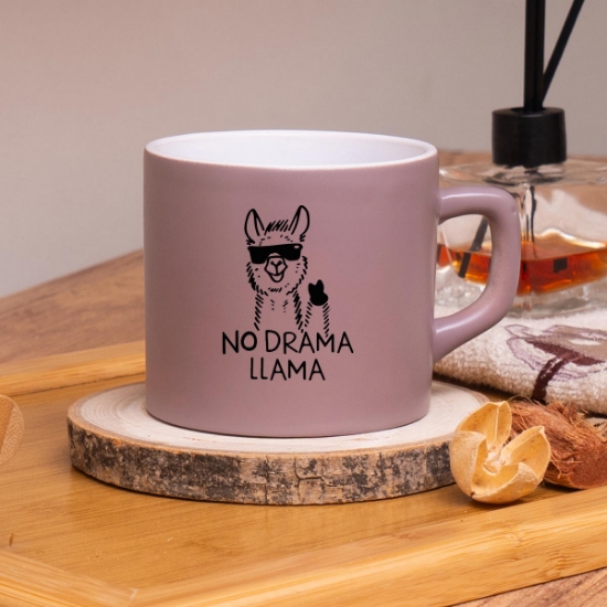 Seraclass Sütlü Kahve Renkli No Drama Lama Tasarım Çay & Nescafe Fincanı resmi