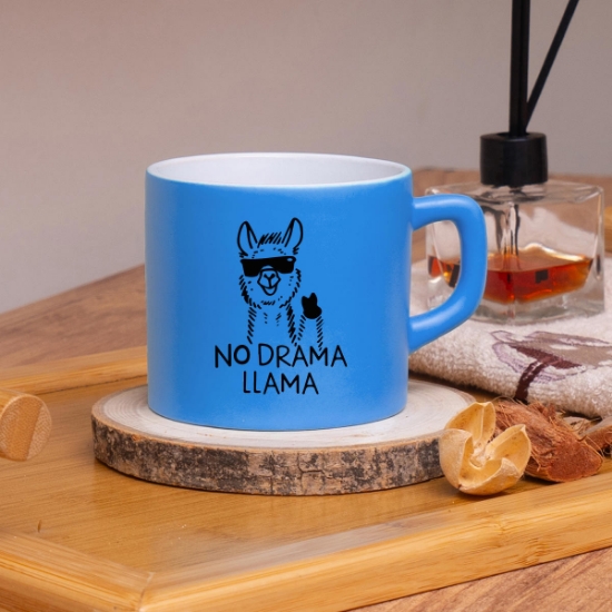 Seraclass Mavi Renkli No Drama Lama Tasarım Çay & Nescafe Fincanı resmi