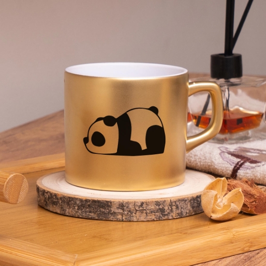 Seraclass Gold Renkli Panda Tasarımlı Çay & Nescafe Fincanı resmi