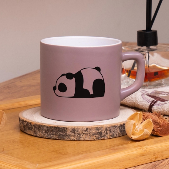 Seraclass Sütlü Kahve Renkli Panda Tasarımlı Çay & Nescafe Fincanı resmi