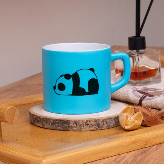 Seraclass Açık Mavi Renkli Panda Tasarımlı Çay & Nescafe Fincanı resmi