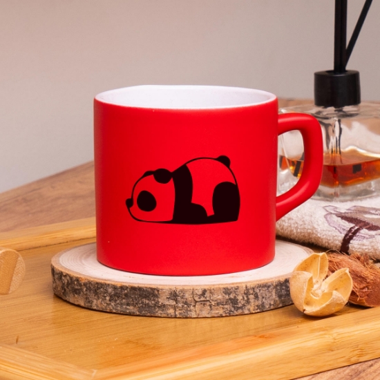 Seraclass Kırmızı Renkli Panda Tasarımlı Çay & Nescafe Fincanı resmi