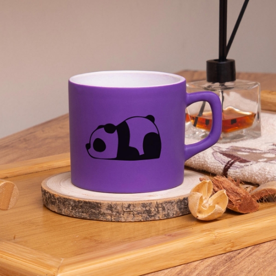 Seraclass Mor Renkli Panda Tasarımlı Çay & Nescafe Fincanı resmi