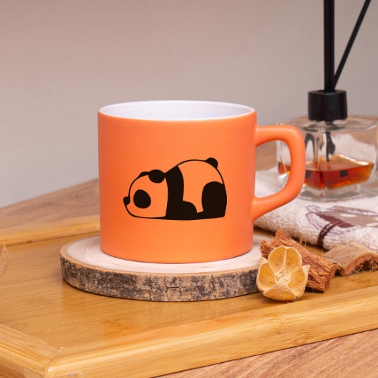 Seraclass Turuncu Renkli Panda Tasarımlı Çay & Nescafe Fincanı resmi
