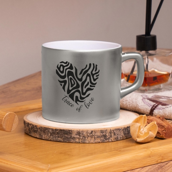 Seraclass Gümüş Renkli Trace Of Love Tasarım Çay & Nescafe Fincanı resmi