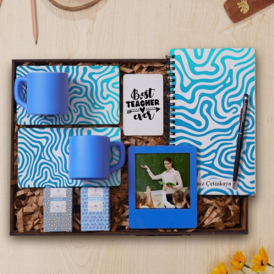 Öğretmenler Günü Özel Hediye Seti & 2'li Fincan, Defter, Kalem, Çerçeve, Kahve, Magnet resmi