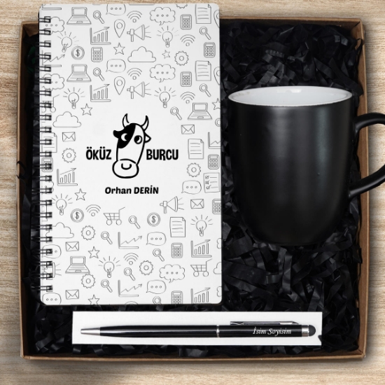 Öküz Burcu Defter - Kupa - Kalem Seti resmi