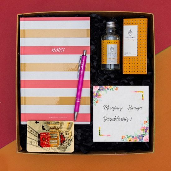 Defter, Kalem, Freshleaf Kolonya, Magnet Hediye Seti resmi