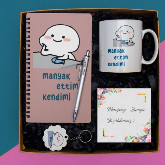 Manyak Ettim Kendimi Defter, Kupa, Kalem, Anahtarlık Hediye Seti resmi