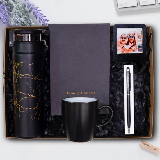 Kişiye Özel Defter, Kalem, Fotoğraf Çerçevesi & Mermer Desen Suluk, Kupa Bardak, resmi
