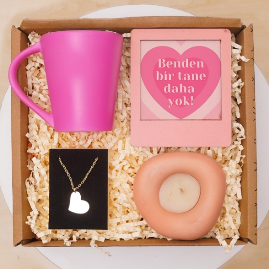 Pembe Kupa Bardak, Kolye, Dekoratif Mum, Çerçeve resmi