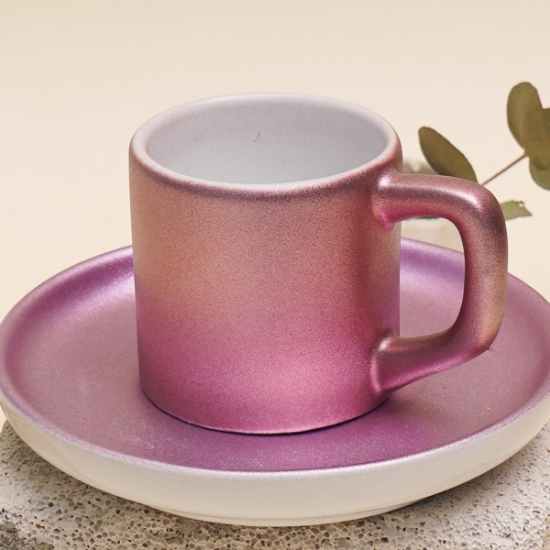 Seraclass Türk Kahvesi Fincanı Ve Tabağı Pırlanta - Pembe resmi