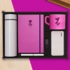 Premium Teknoloji Hediye Seti & Dereceli Termos, Powerbank, USB Bellek, Defter, Kalem, Kupa Bardak - Pembe