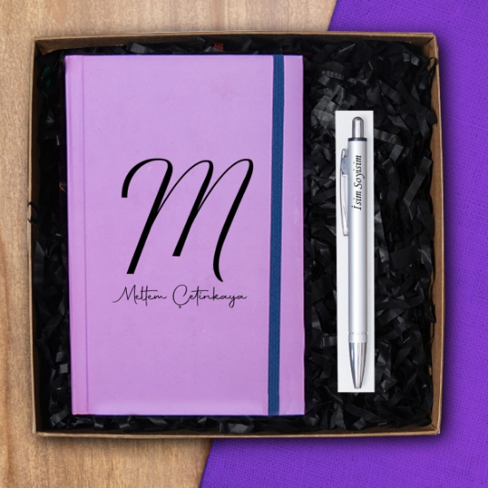 Kişiye Özel Renkli Defter & Kalem Hediye Seti  resmi