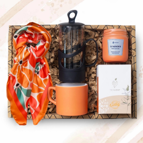 Frenchpress, Fincan, Mum, Bitki Çayı Hediye Seti resmi