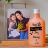 Kişiye Özel Ahşap Standlı Fotoğraflı Çerçeve &Turuncu Renkli  Freshleaf 200ML Kolonya