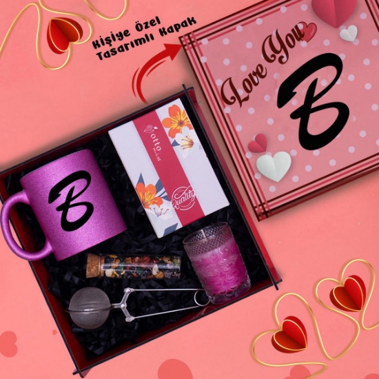 Kişiye Özel Simli Kupa, Bitki Çayı, Mum,Hediye Set resmi