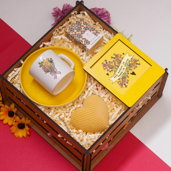 Seviliye Hediye Seti & Kahve Fincanı, Kalp Biblo, Çerçeve, Kahve resmi