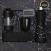 French Press, Kupa, Mermer Desen Suluk, Kravat & Dekoratif Ahşap Kutu resmi