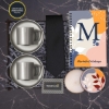 Erkek Hediye Seti 2 Ad Gümüş Renk Fincan , İsme Özel Defter, Metal Mum, Kravat, resmi