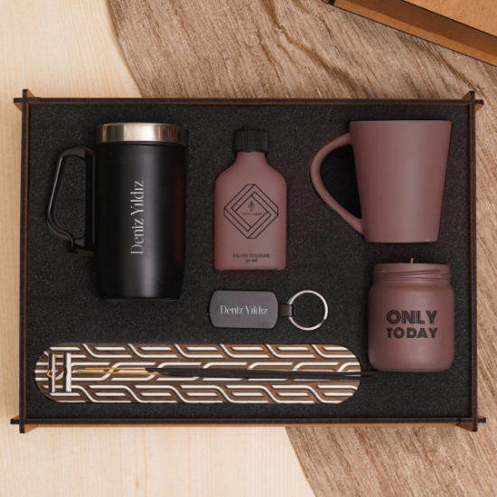 Premium  Kişiye Özel Çelik MUG,  Kolonya, Kupa Bardak, Anahtarlık, Tütsü, Mum Hediye Seti resmi