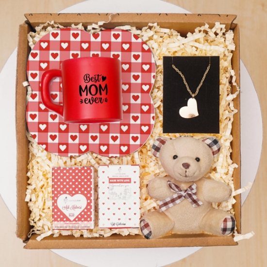 Anneler Günü & Sunumu Fincan, Kalp Kolye, 2Ad Türk Kahvesi, Peluş Anahtarlık resmi