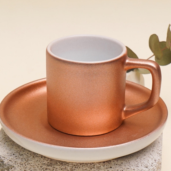 Seraclass Türk Kahvesi Fincanı Ve Tabağıı Pırlanta - Turuncu resmi