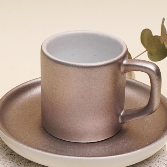 Seraclass Türk Kahvesi Fincanı Ve Tabağı Pırlanta - Kahverengi resmi